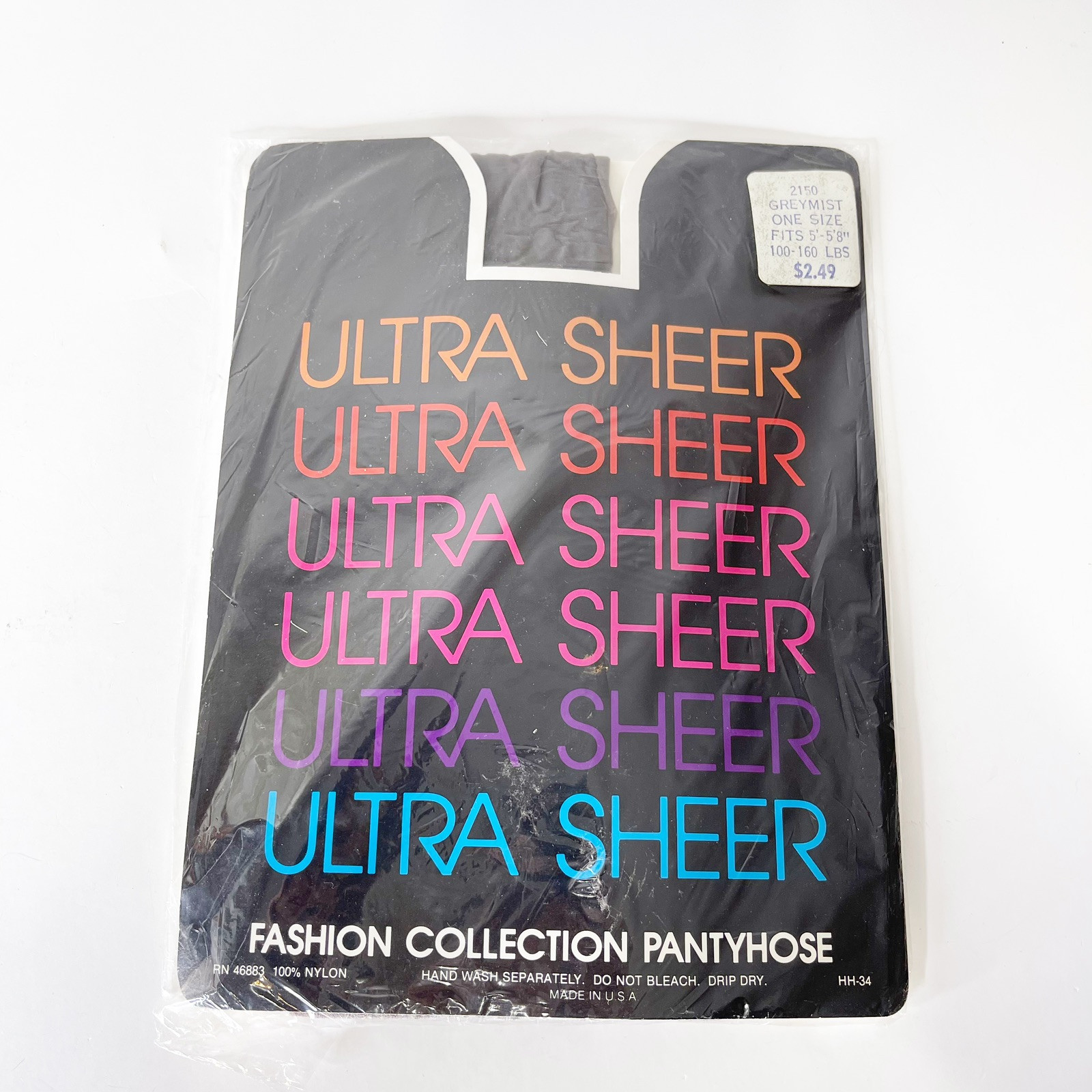 Vintage Ultra Sheer Fashion Collection Pantyhose Grey Mist One Size Fits Most