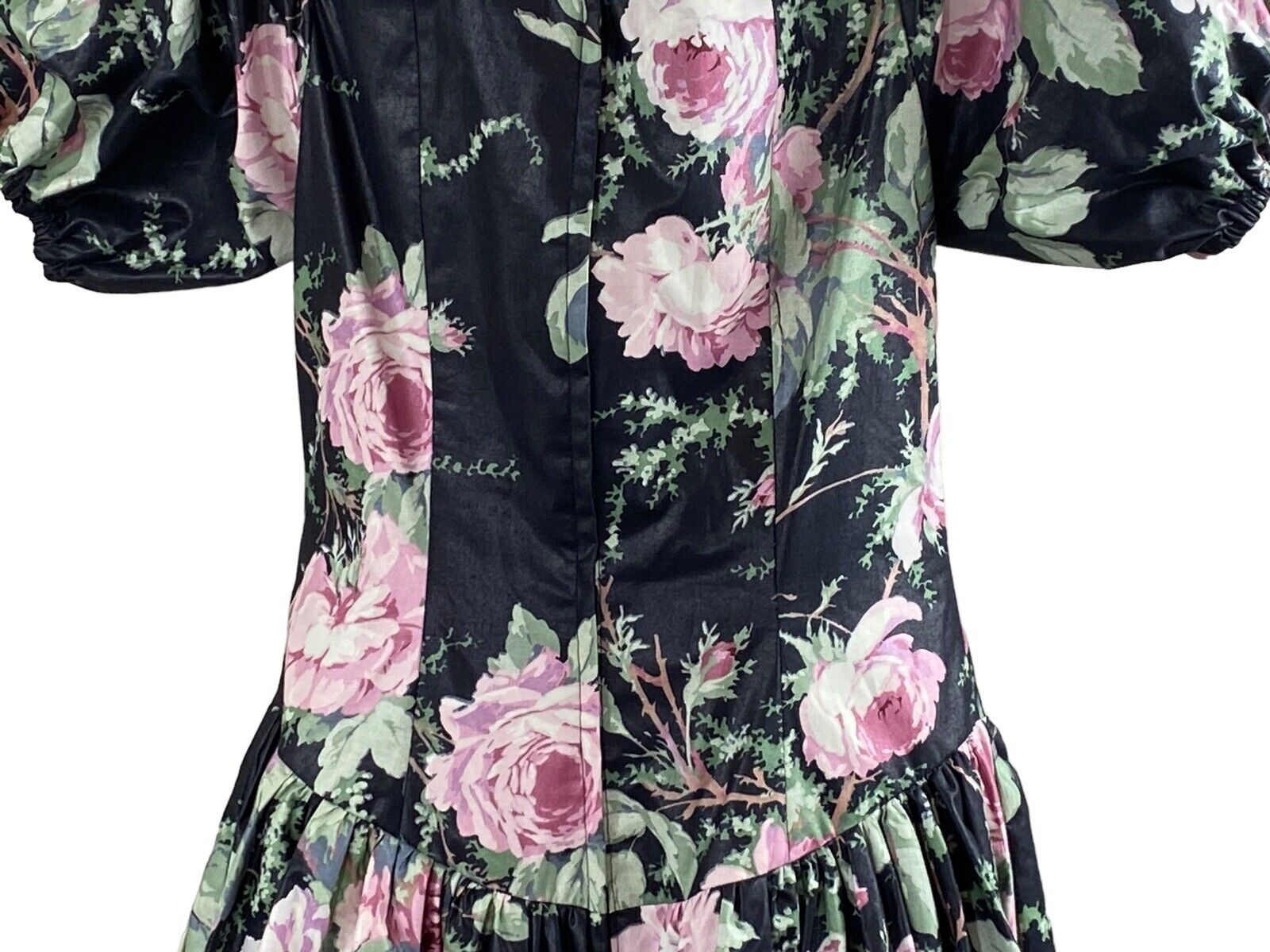 VTG 1980s s.g.gilbert Black Floral Chintz Dress Tulle Underskirt Tea Length Prom