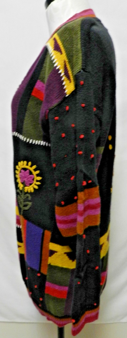 Bonnie and Bill Vintage cardigan sweater Sunflower Oversized Size Sz Medium Md M