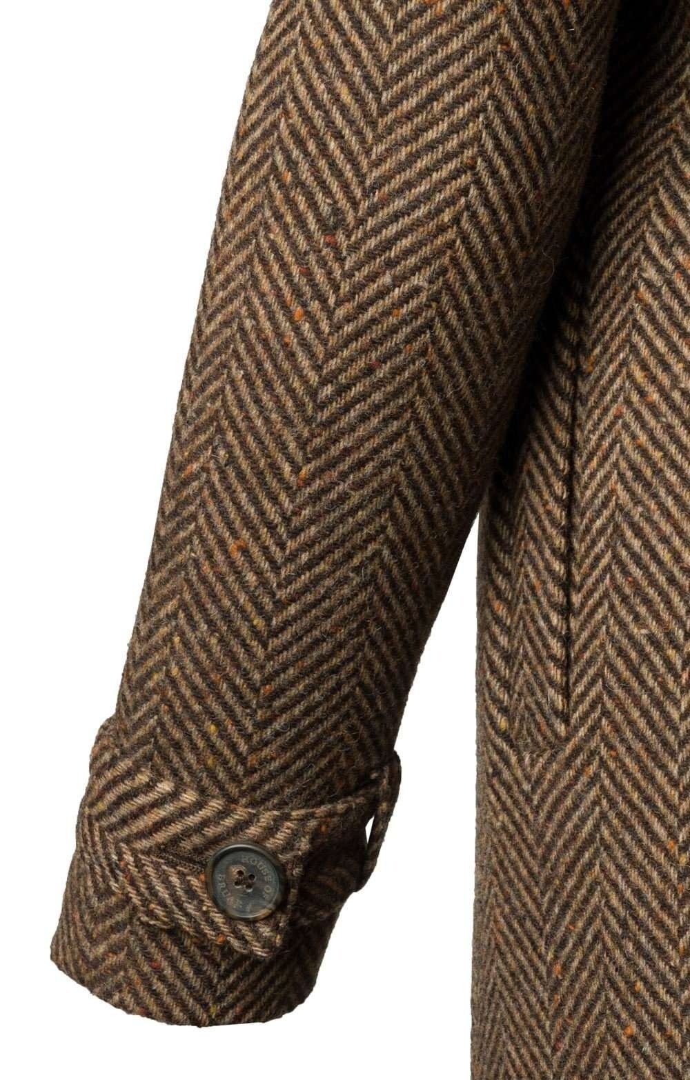 Ladies Brown Coat Herringbone Jacket Single Breasted Tweed Long Winter Business