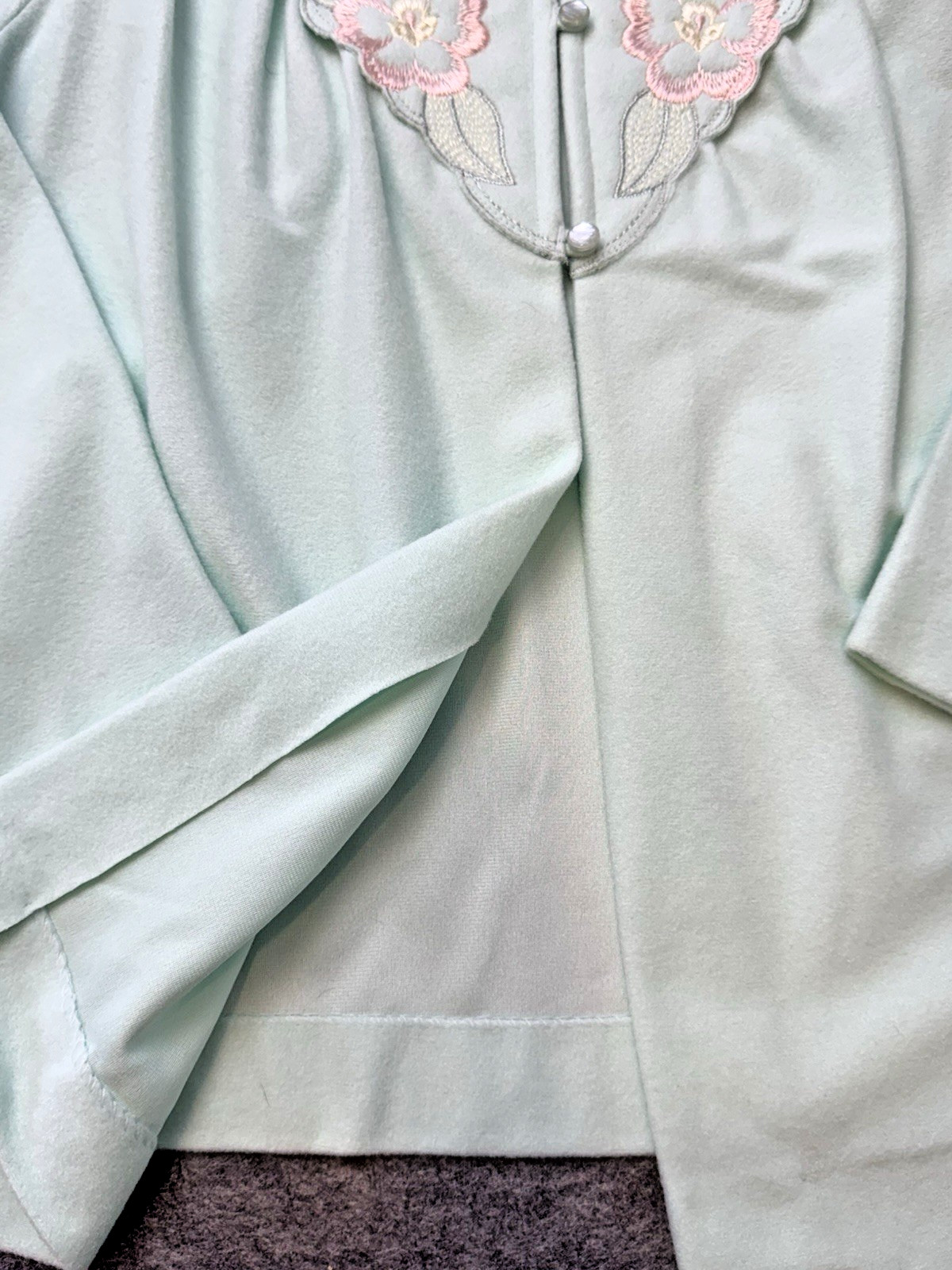 VTG Shadowline Fleece Bed Jacket Robe Embroidery NOS w/Tag 80’s Cottagecore S/M