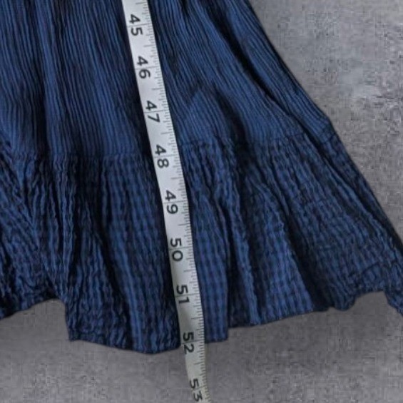 Vintage 90s Jasmine by KVM Navy Blue Crinkle Rayon Tiered Maxi Dress L