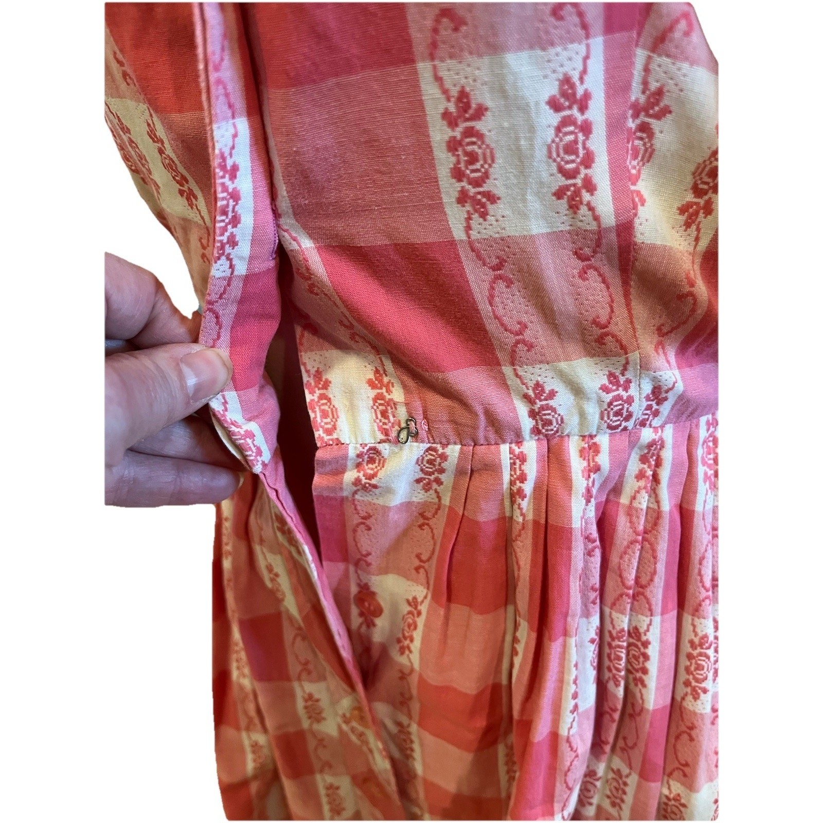 VTG STRAWSTACK PINK COTTON Gingham SHIRTWAIST DRESS 1950s