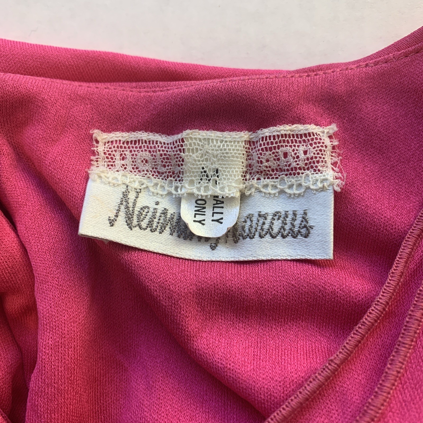 Holly Harp Neiman Marcus Hot Pink Cowl Neck Draped Tunic VTG Dress Medium