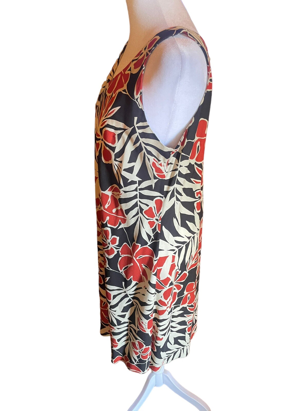 Vintage Nani of Hawaii Dress Tropical Hawaiian Knee Length Sz Small Tan Floral