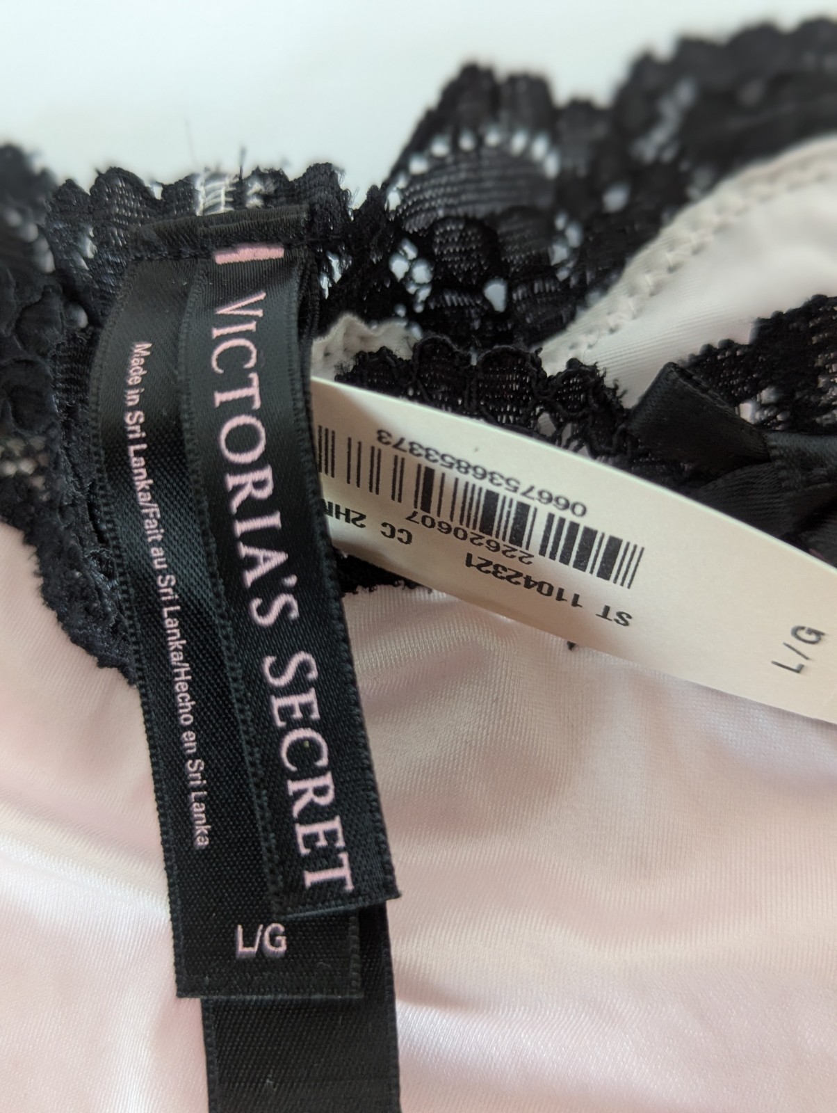 Vintage Victorias Secret Pink Cheeky Panty Black Lace Sheer Sexy Little Things L