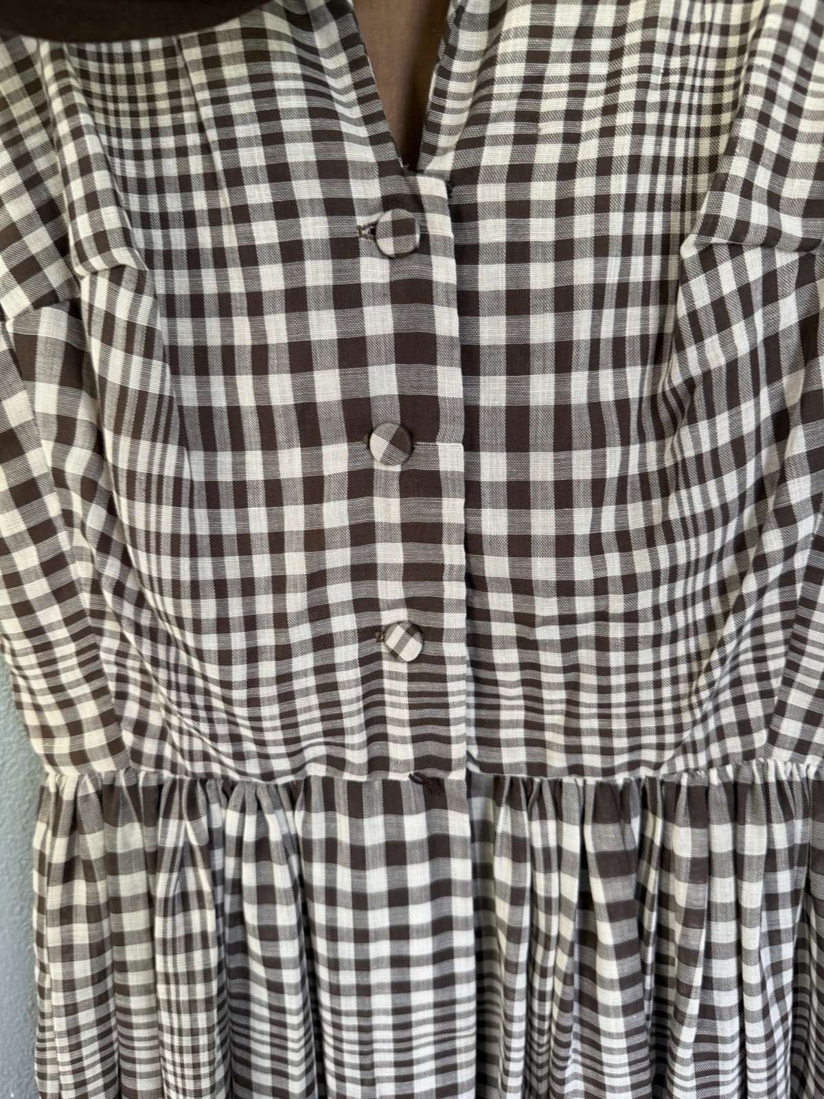 VTG 50s 60s Lorch Of Dallas Gingham Plaid Skirt Tie Brown Rockabilly Swing S/M?