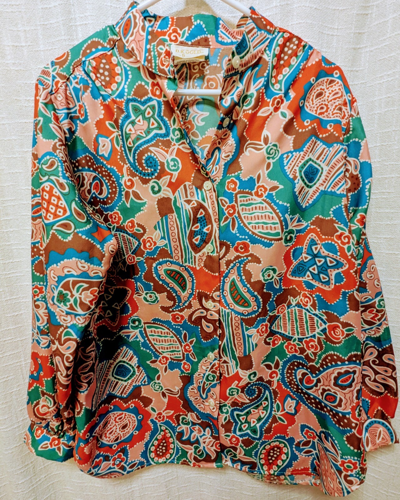 Vibrant Vintage 70s/80s Blouse – D.K. GOLD by Donkenny – Made in USA – M/L