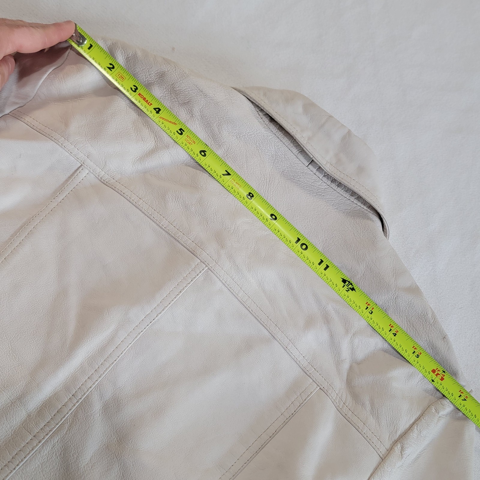 Vintage 90s Margaret Godfrey Leather Jacket Short Off-White Women S Quiet Luxury