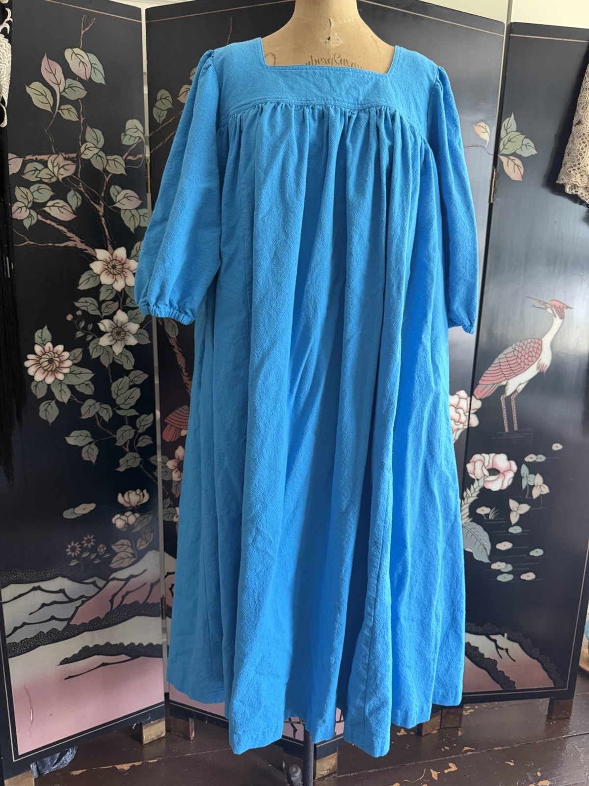Vintage The Tog Shop Dress Ocean Blue Cotton Muumuu Cruisewear One Size