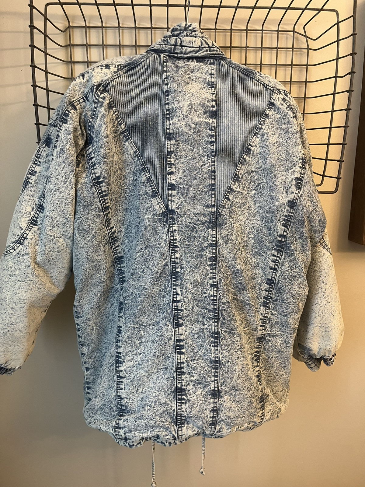 VTG 80’s Acid Wash Long Denim Jean Coat Jacket Sergio Valente 5/6