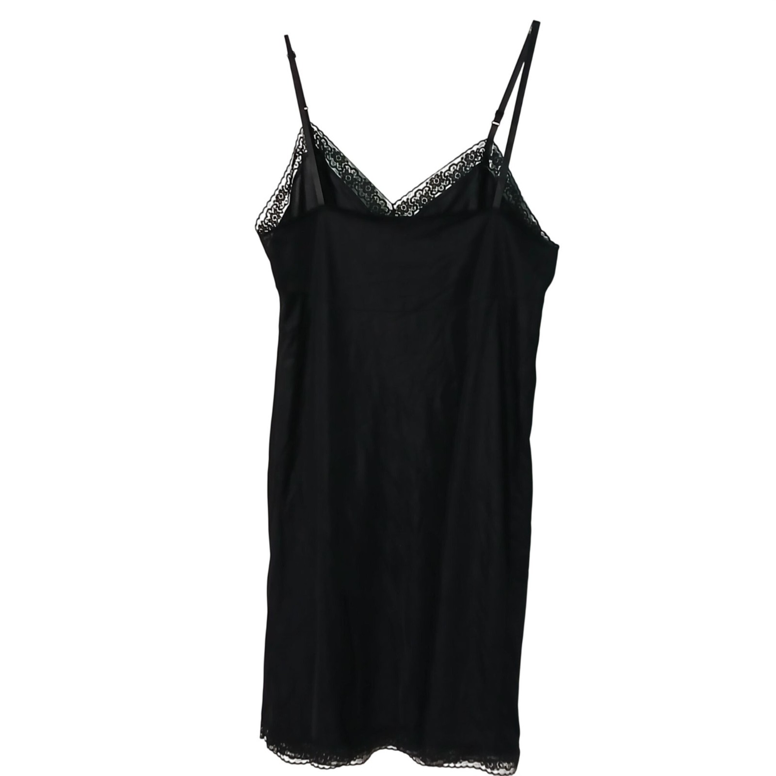 Vanity Fair Black Nylon Full Slip Size 40 Lace Trim Adj Straps Style 10-103 #D42