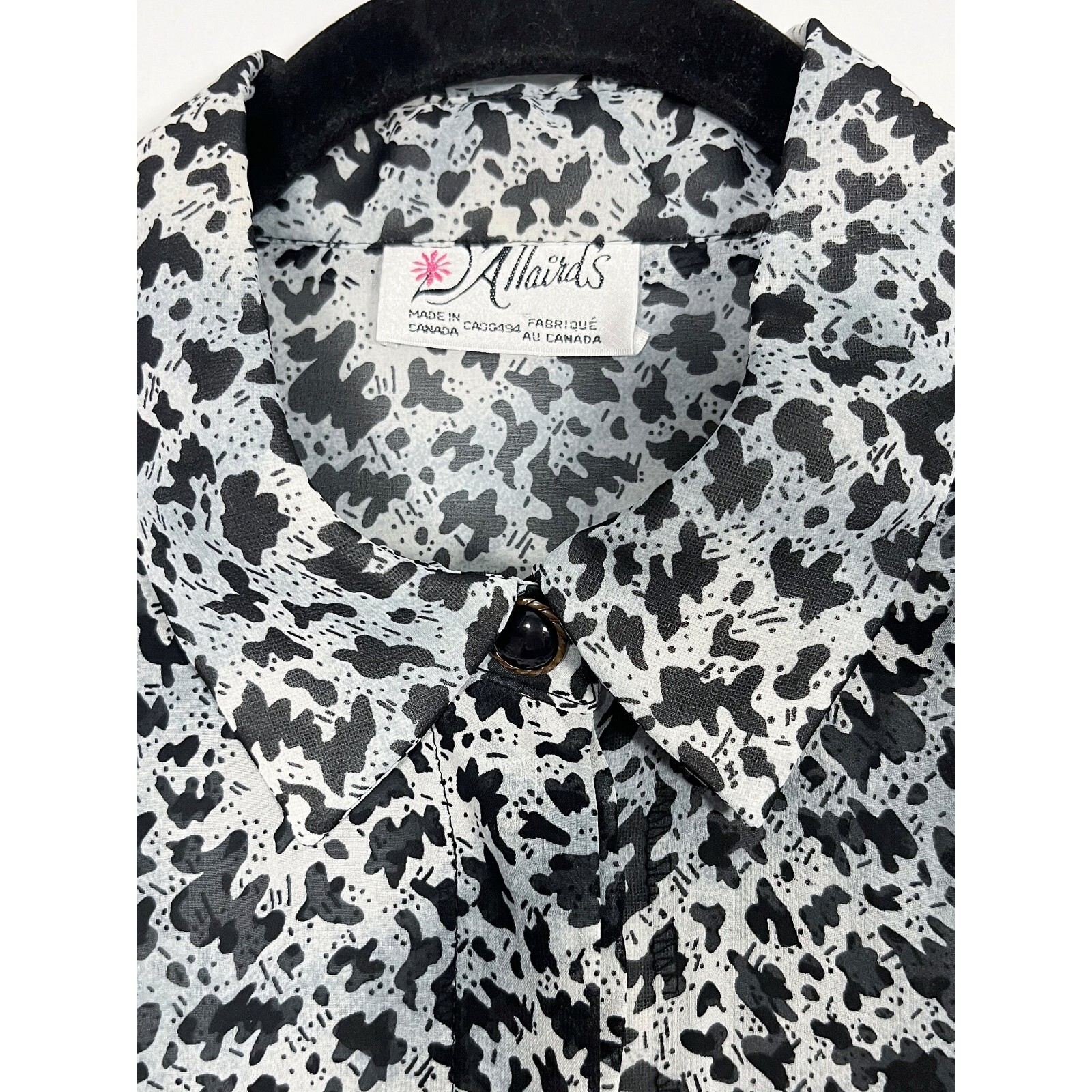 Vintage D’Allaird’s Splatter Print Sheer Blouse