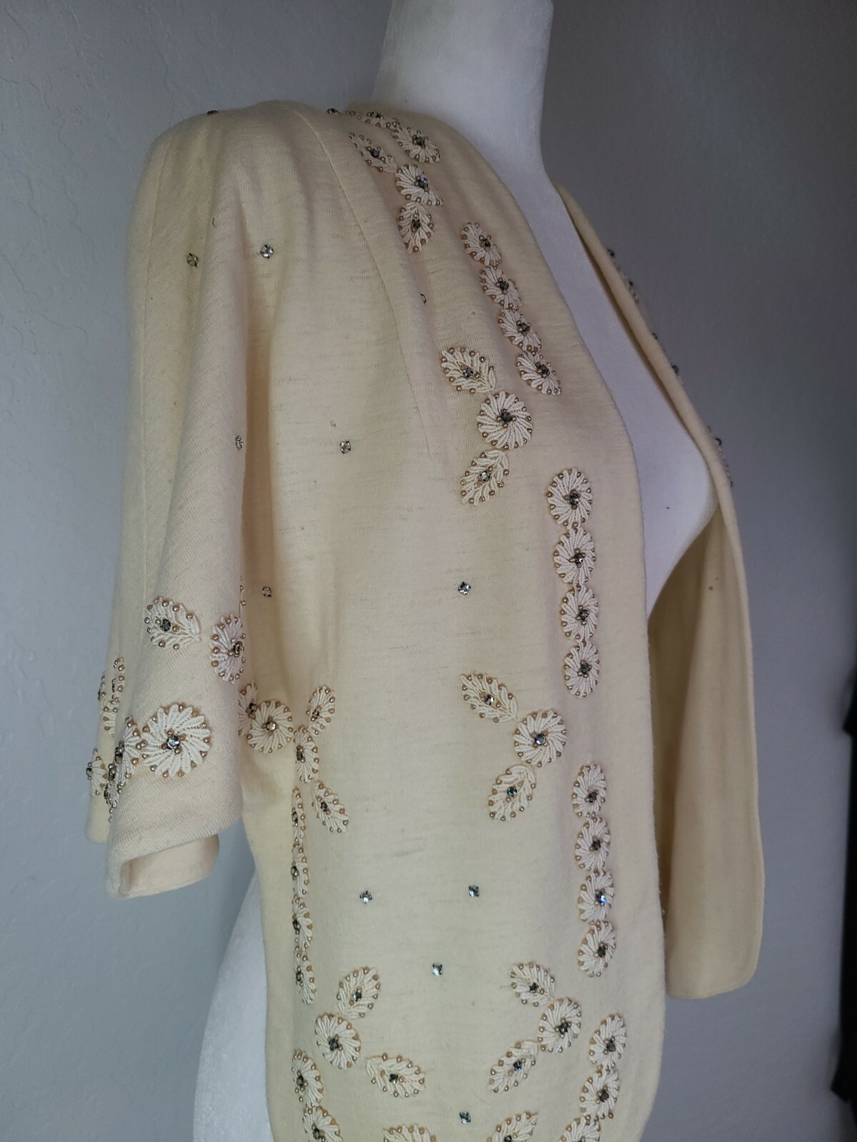 Vintage 1950s Shawl, Cape Or Bolero. Beaded Retro bling mad men house wife