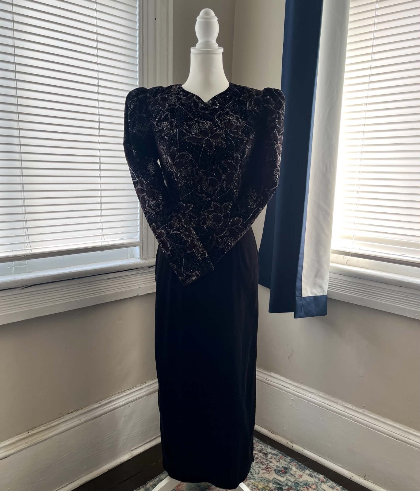 Scott McClintock Vtg 90s Velvet Burnout Floral Evening Gown Dress M 8 Whimsigoth