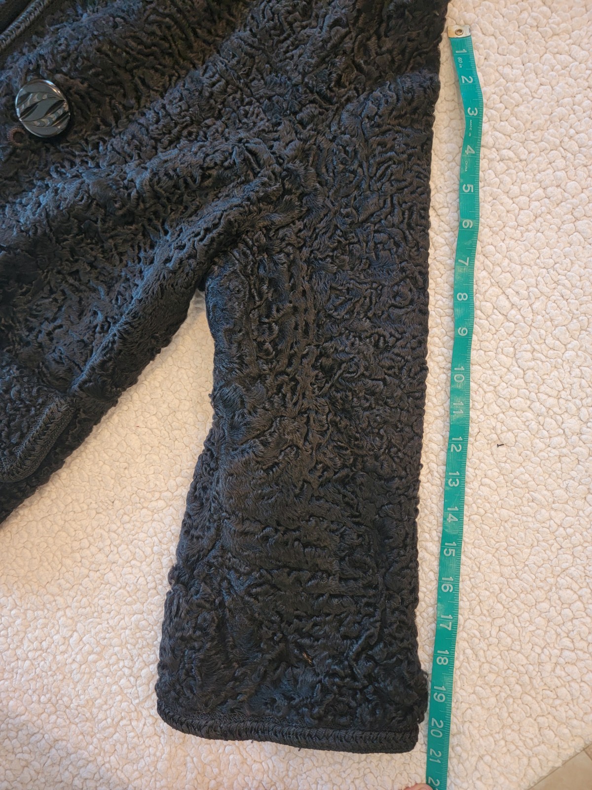Vintage 1950s Black Persian Lamb Wool Jacket by Frank Collins, Philadelphia
