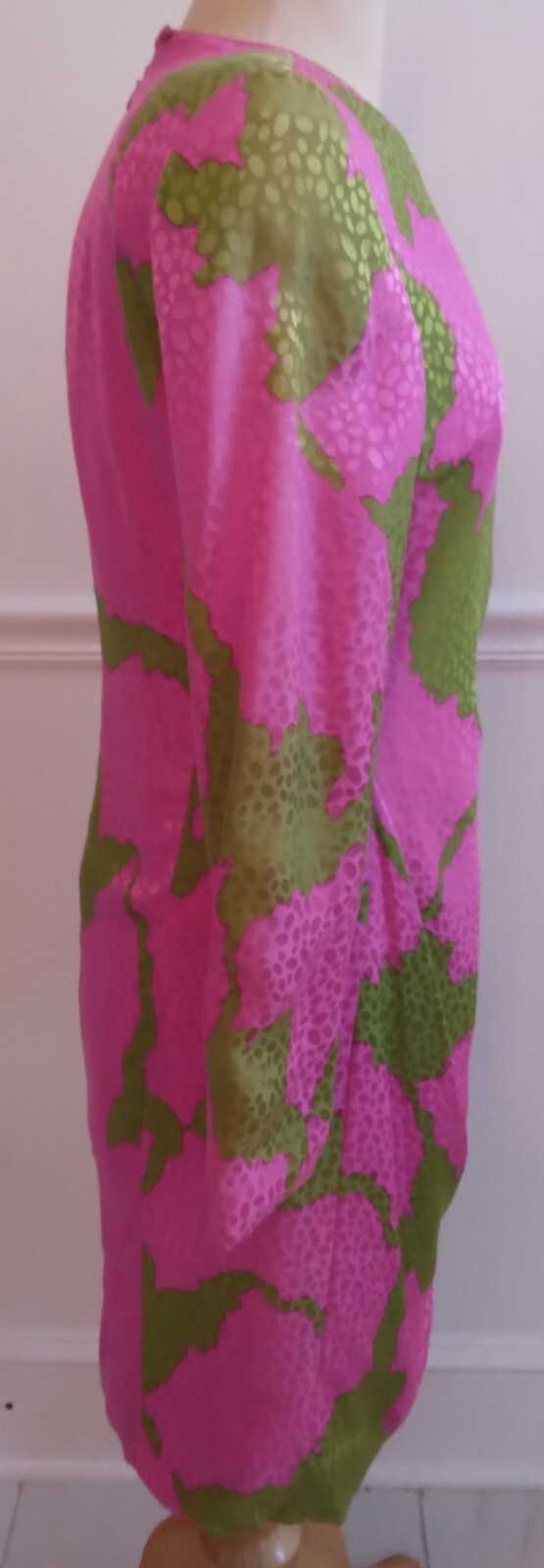 Saks Fifth Avenue David Hayes Pink Green Silk Dress Vintage Small