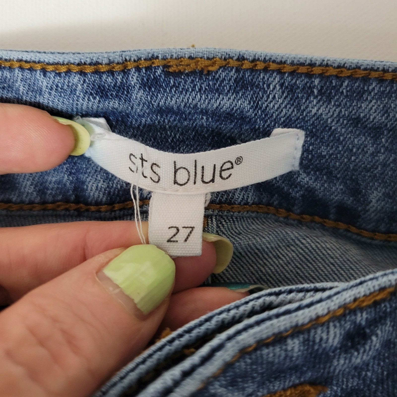 STS Blue Sabrina Ultra High Rise Jeans 27 Wide Leg Two Tone Denim 90s Vibe Retro