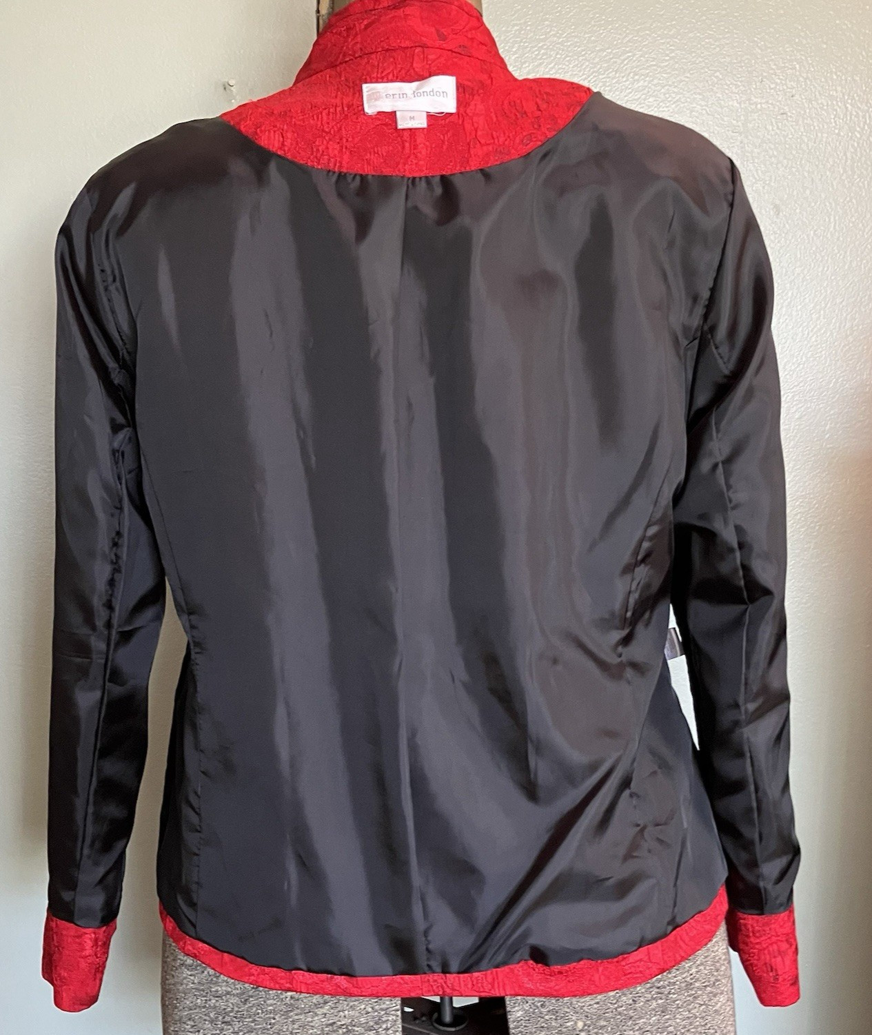 Vtg 80s Erin London Red Jacket Hook & Eye Closure Lightly Padded Shoulders
