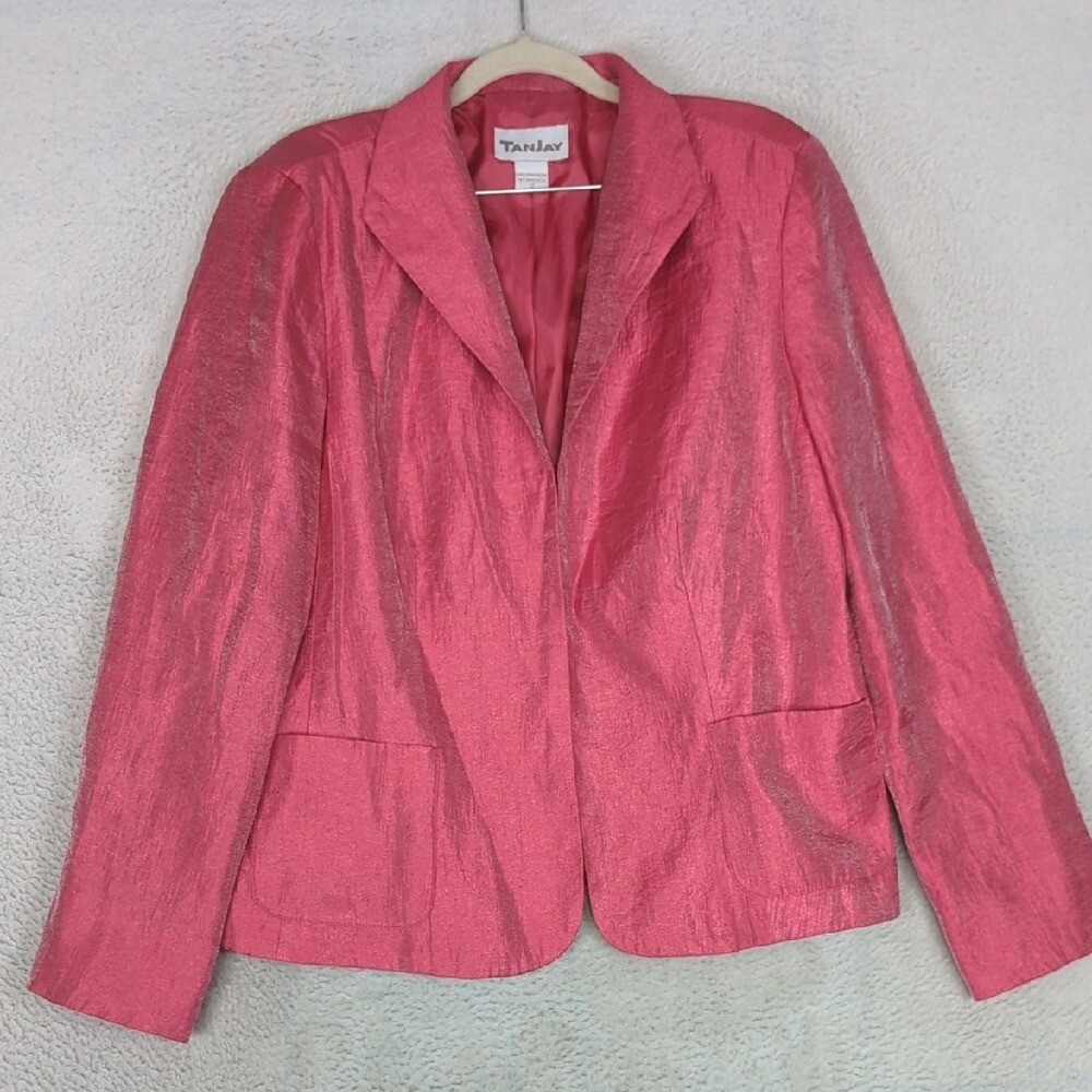 TanJay Women’s Pink Metallic Vintage Blazer Jacket Size 12