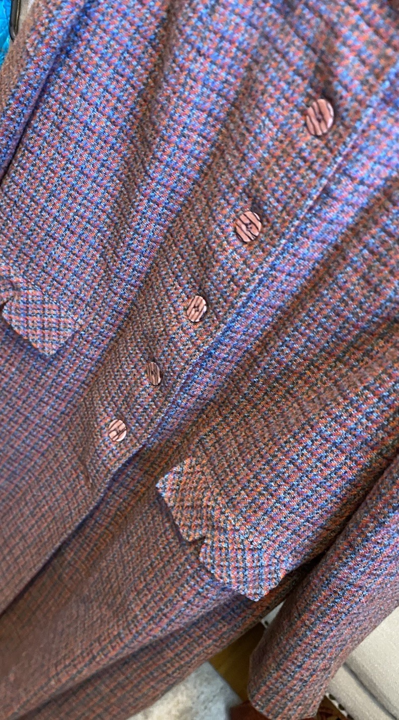 VTG Tar-Shire 1960’s Women’s Harris Tweed Wool Houndstooth Coat Size L XL EUC
