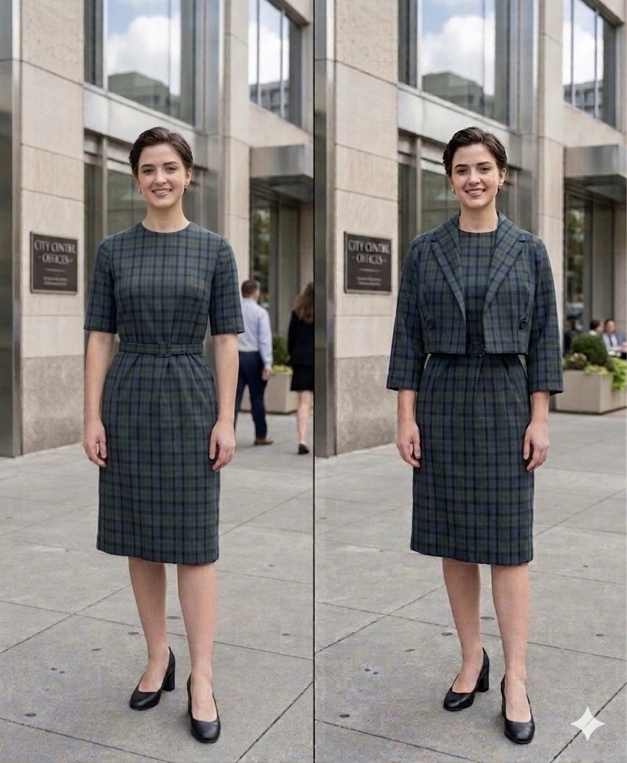 Vintage 60s Nelly Don Dress Jacket 2 Piece Set Blue Green Tartan Plaid Jacki ‘O