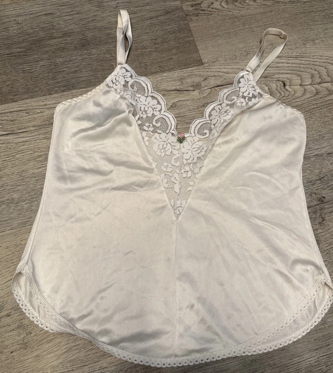 Vintage Maidenform Union Made Chantilly Lace Nylon Camisole Women 32 Ivory ILGWU