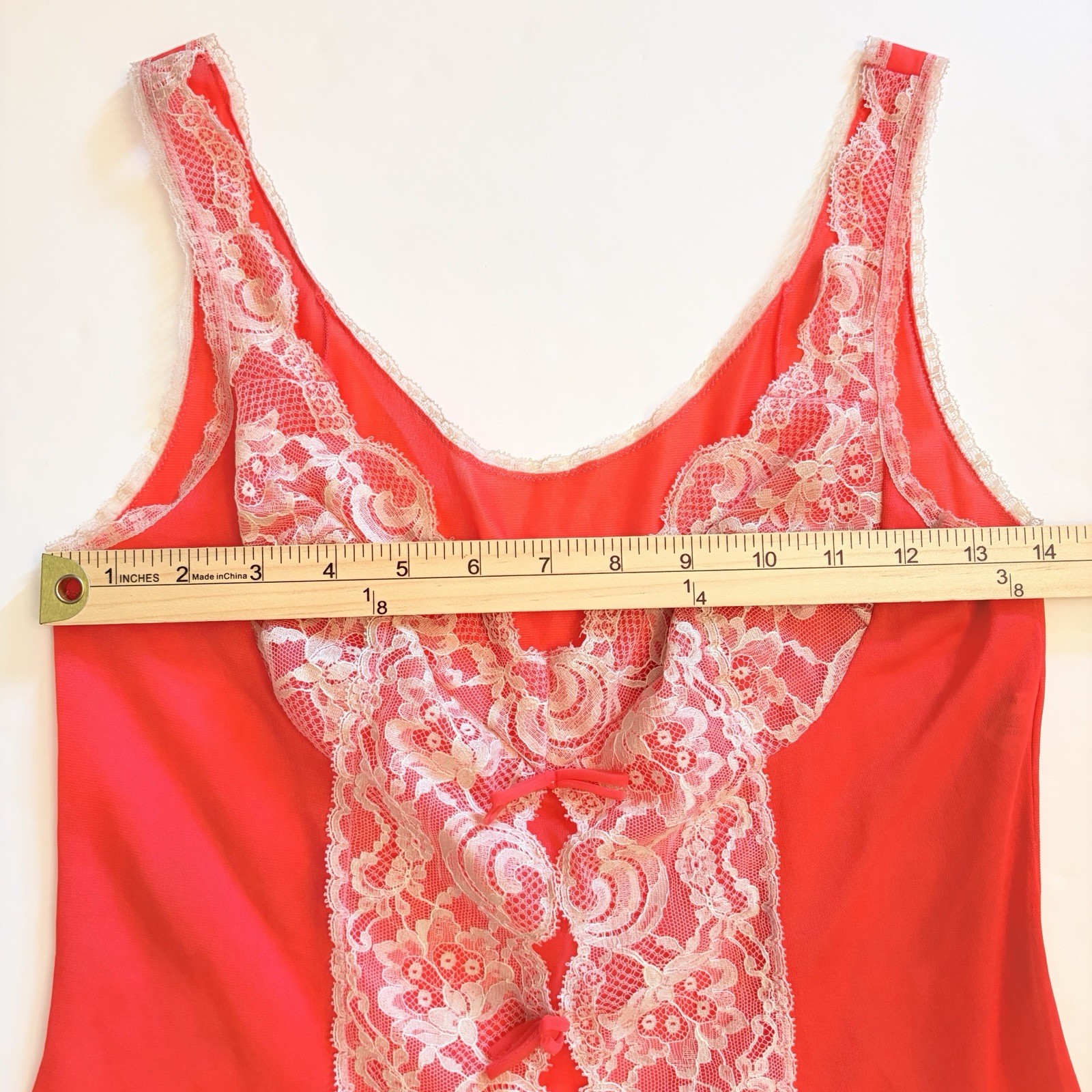 Vtg 60s 70s Hollywood Vassarette Lace Camisole Coral Pink Tank Top Crepelon 34