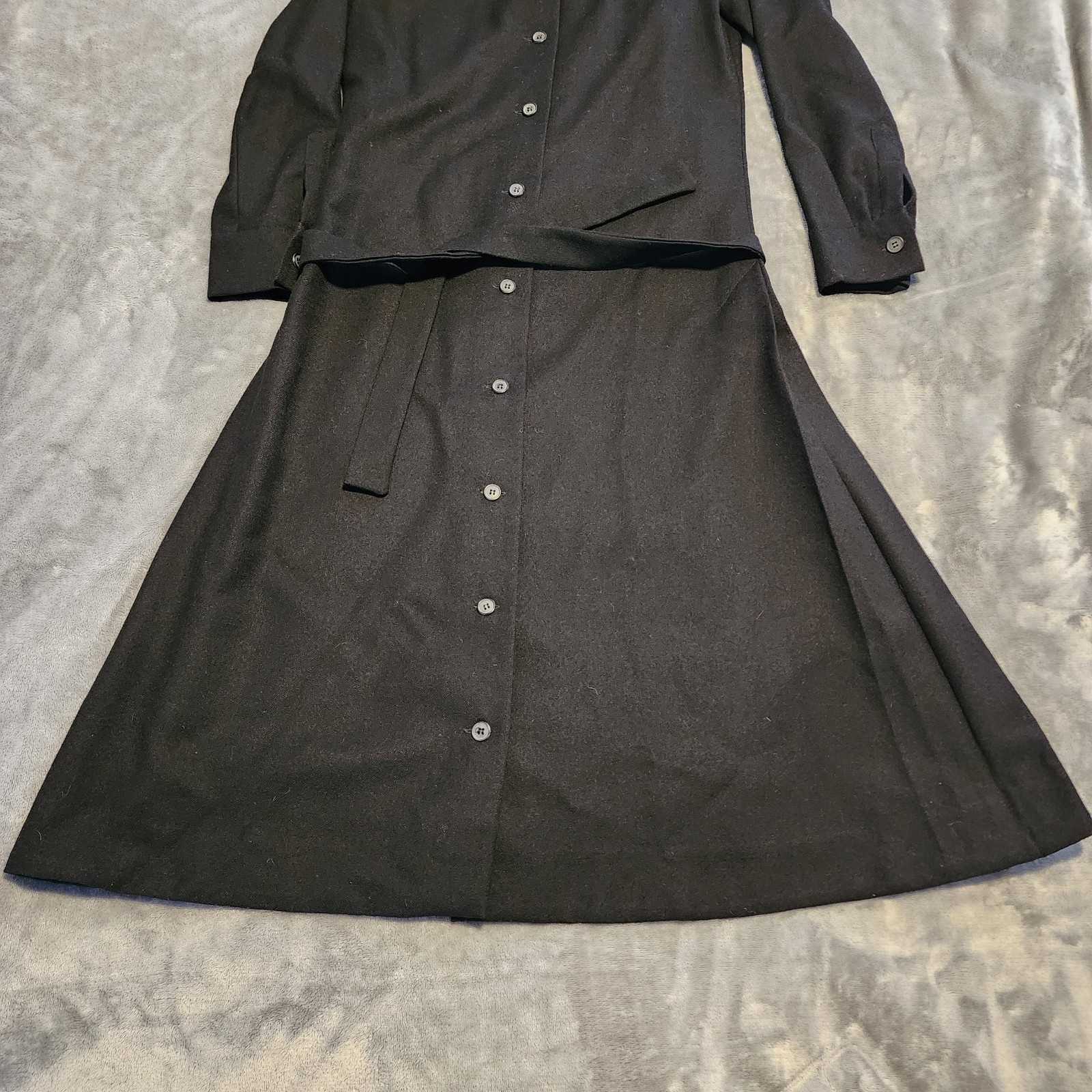 VINTAGE 70s Marimekko Design Research Button Front Dress 36 Black ORIGINAL BELT