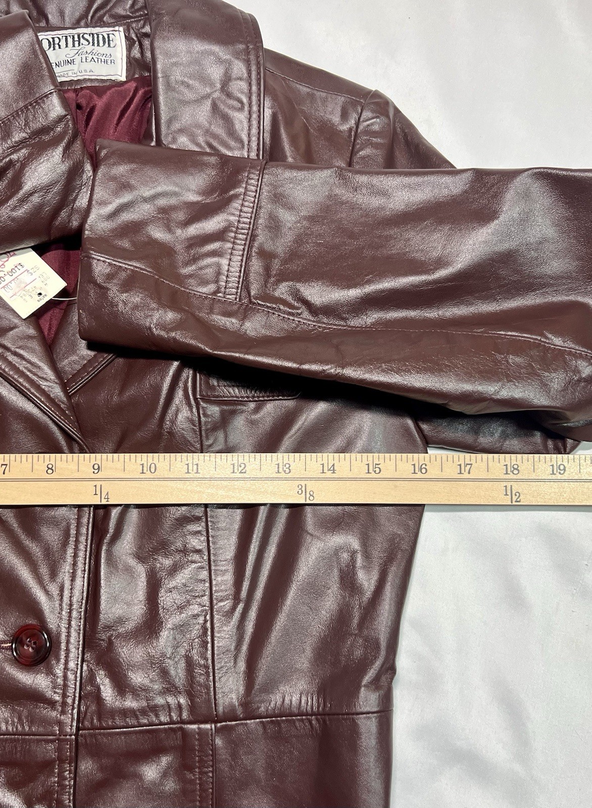 Vintage Northside Fashions Genuine Leather Jacket USA Deadstock NWT Burgundy 5/6