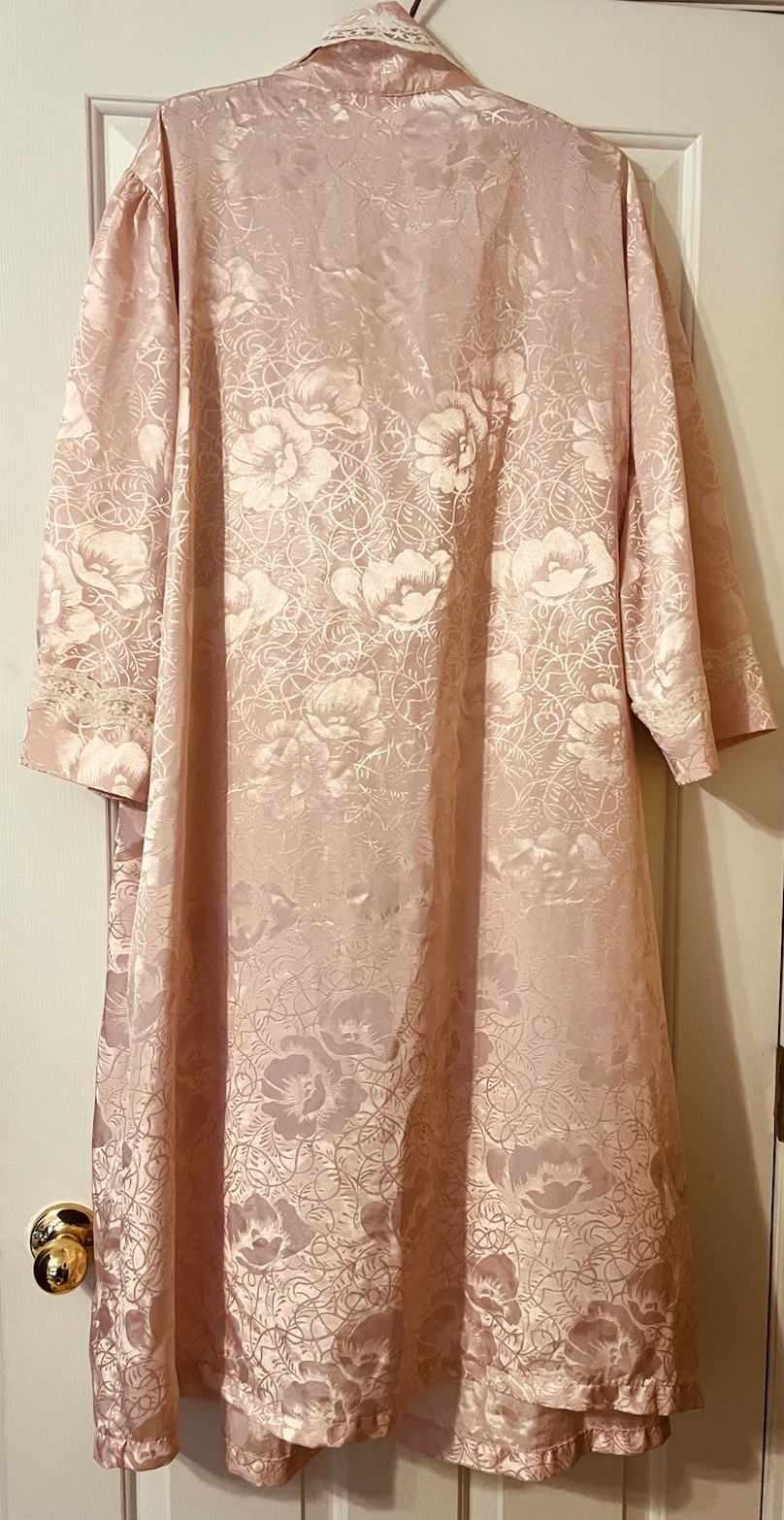 VTG 80s Just For Women Sears Pink Embossed Satin Button Front Robe Housecoat 3X