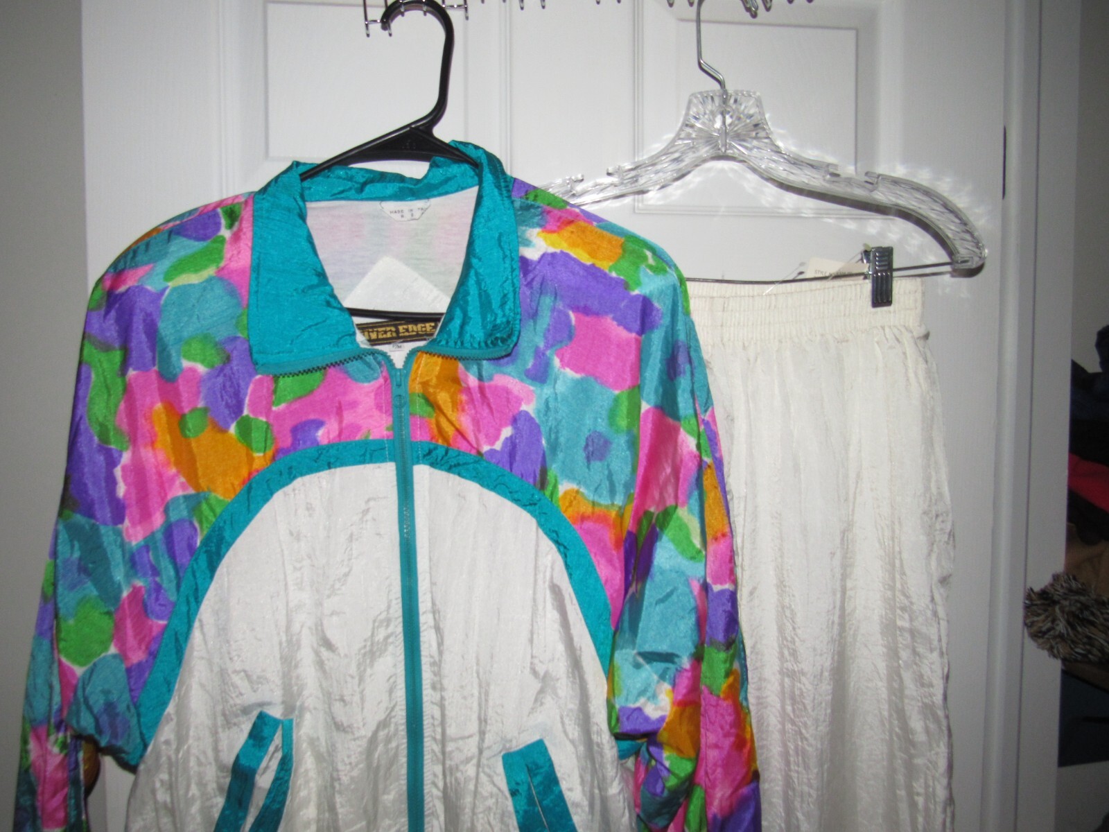 NWT New Vintage 1980s RIVER EDGE Nylon Track Suit Jacket Pants Sz Petite Medium