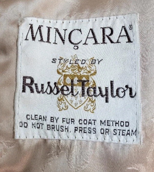 MINCARA Russell Taylor Beige size Large Fur Silk Lined Jacket Coat Union Made