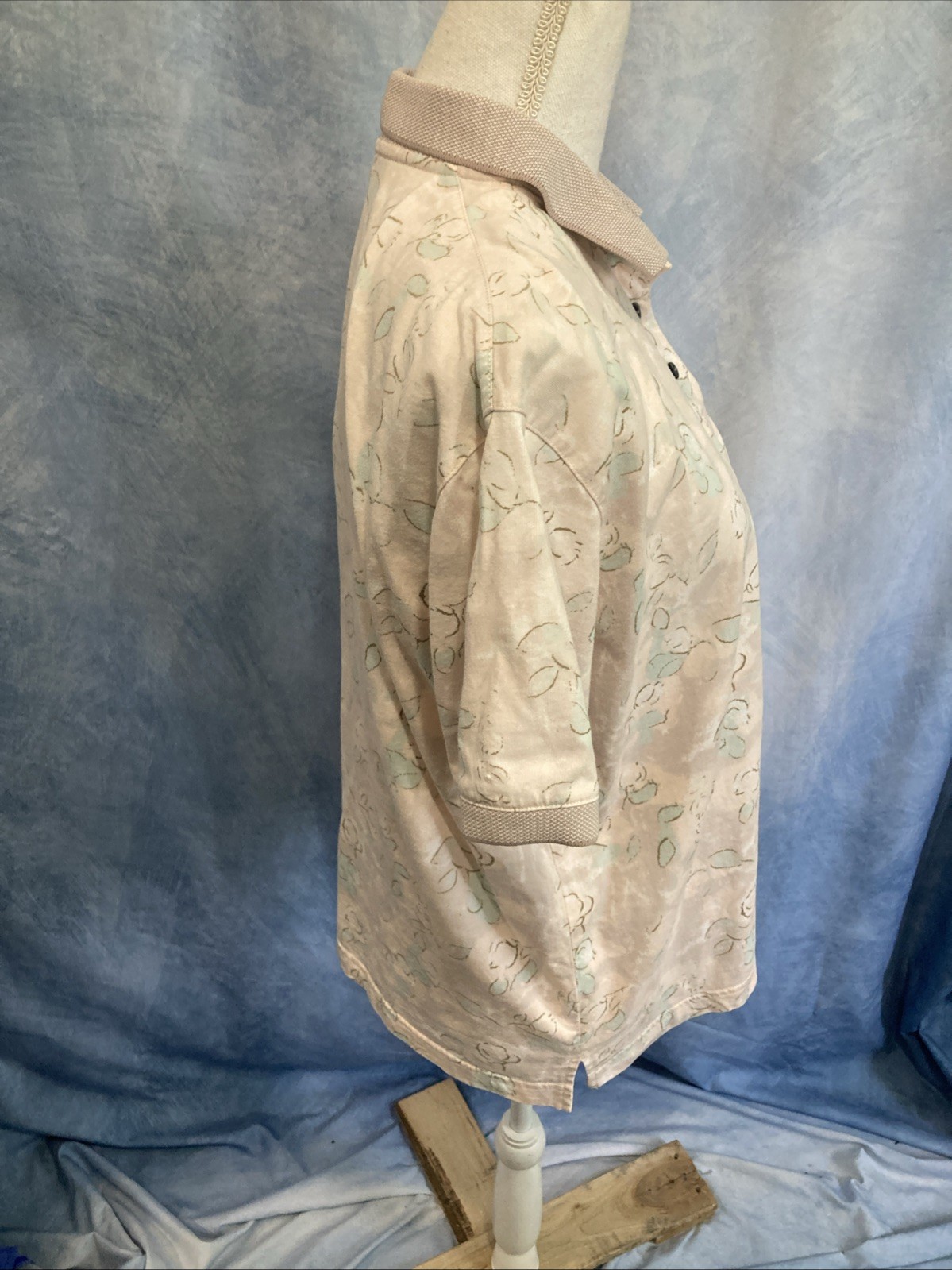 Vtg 90s Arrow Americas Golf Polo Shirt Womens L Cotton Floral Cottagecore Pastel