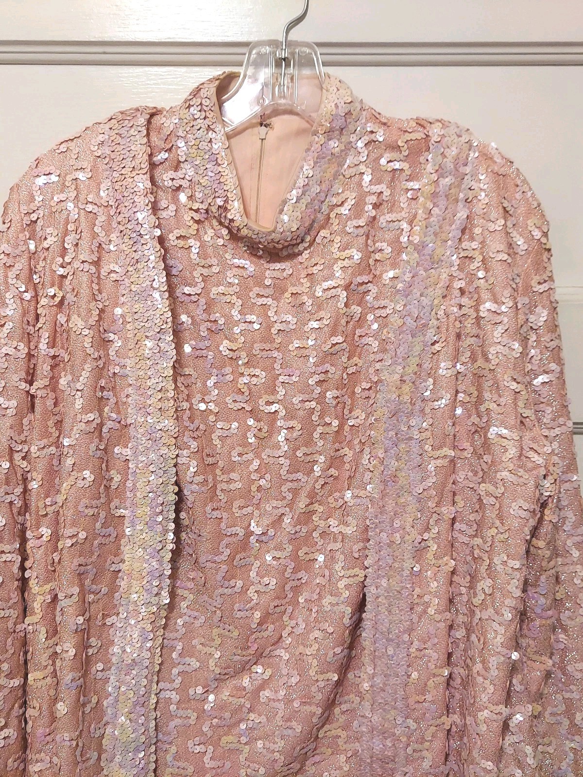 Vtg Lilli Diamond Ladies 2 Pc Pink Sequined Lined Jacket & Top Set
