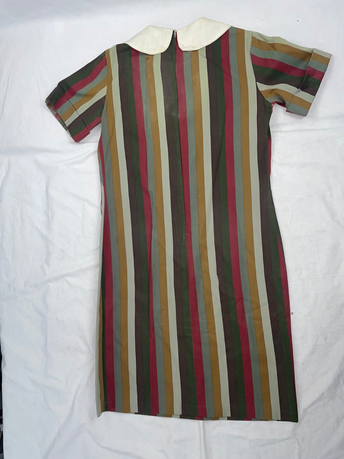 VTG 60S 70S WOMENS S BOLD STRIPE BABY DOLL RETRO MOD DISCO DRESS
