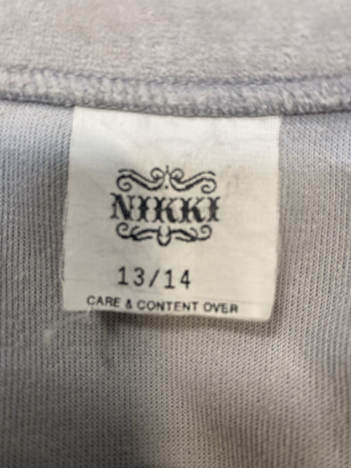 NIKKI Women’s Vintage Top SIZE LARGE 13/14 Gray velour velvet 70s 80s Disco