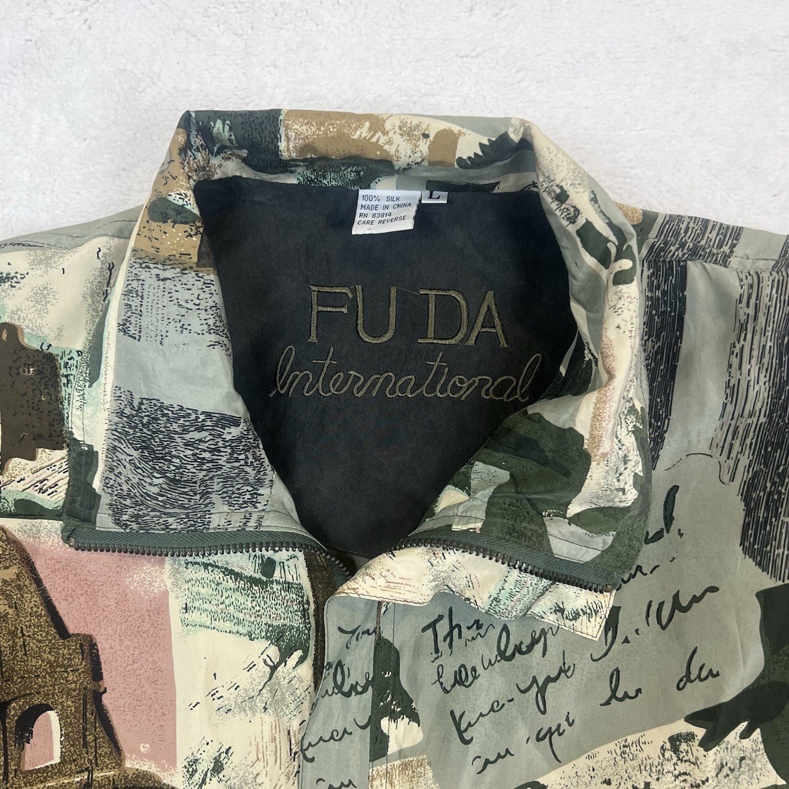 FUDA International 80’s Silk Zip Up Jacket Italian Rome Colloseum Theme Large