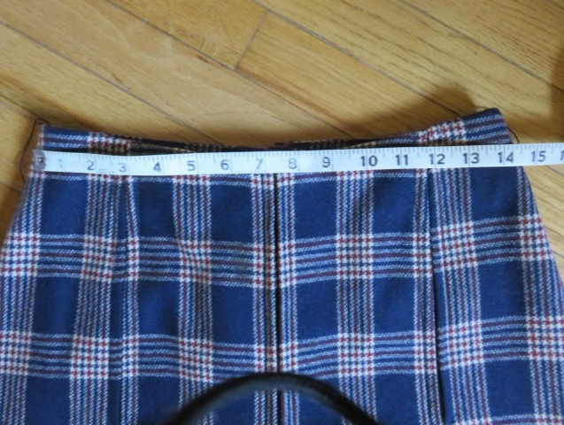 Vintage Jackfin New York Pure Wool Womens Plaid Red White Blue Pleated Skirt 12