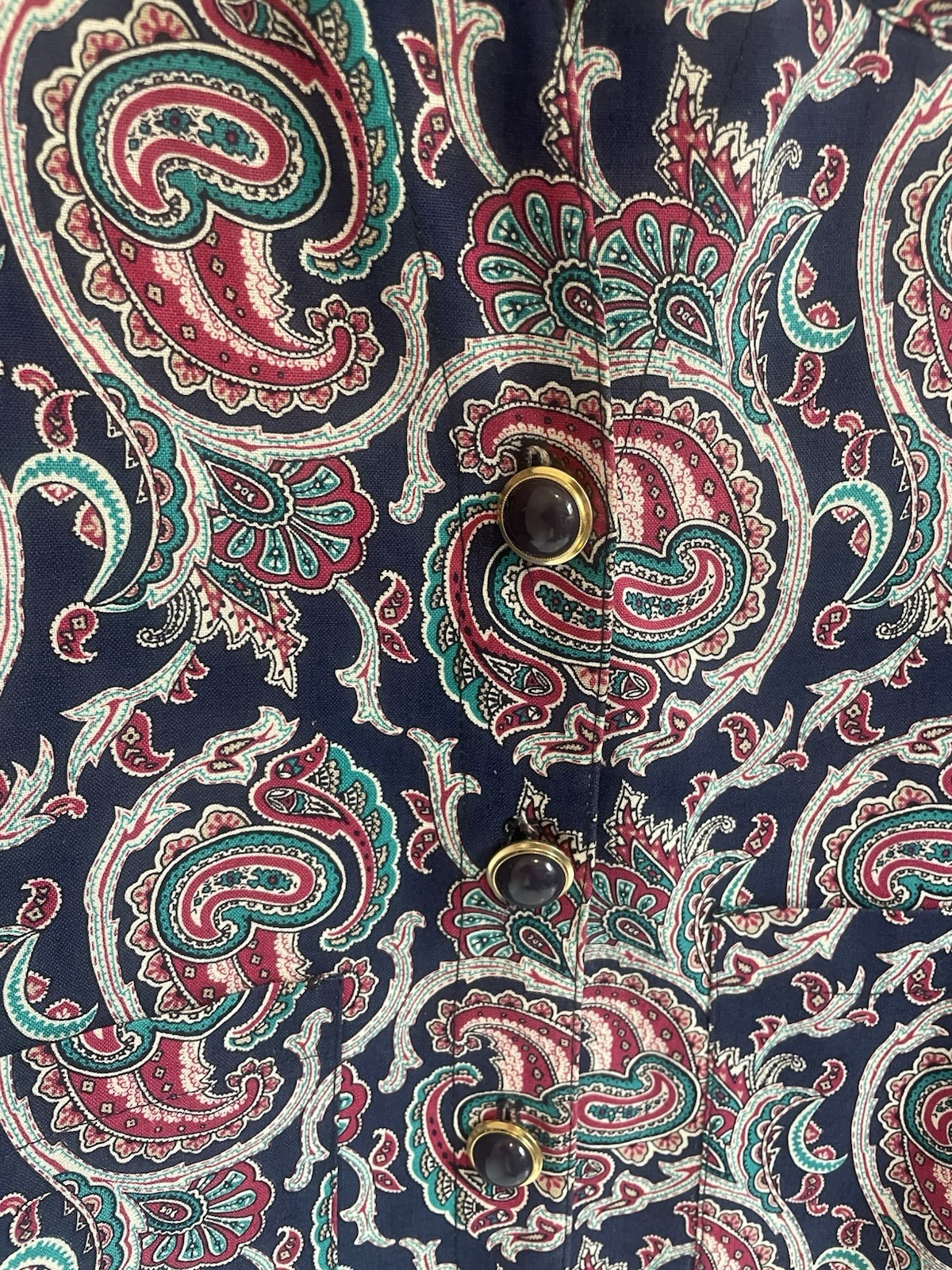 Vintage J.G. Hook Petites Paisley Blazer 3 Button Sz 8 Linen Cotton Blue Purple