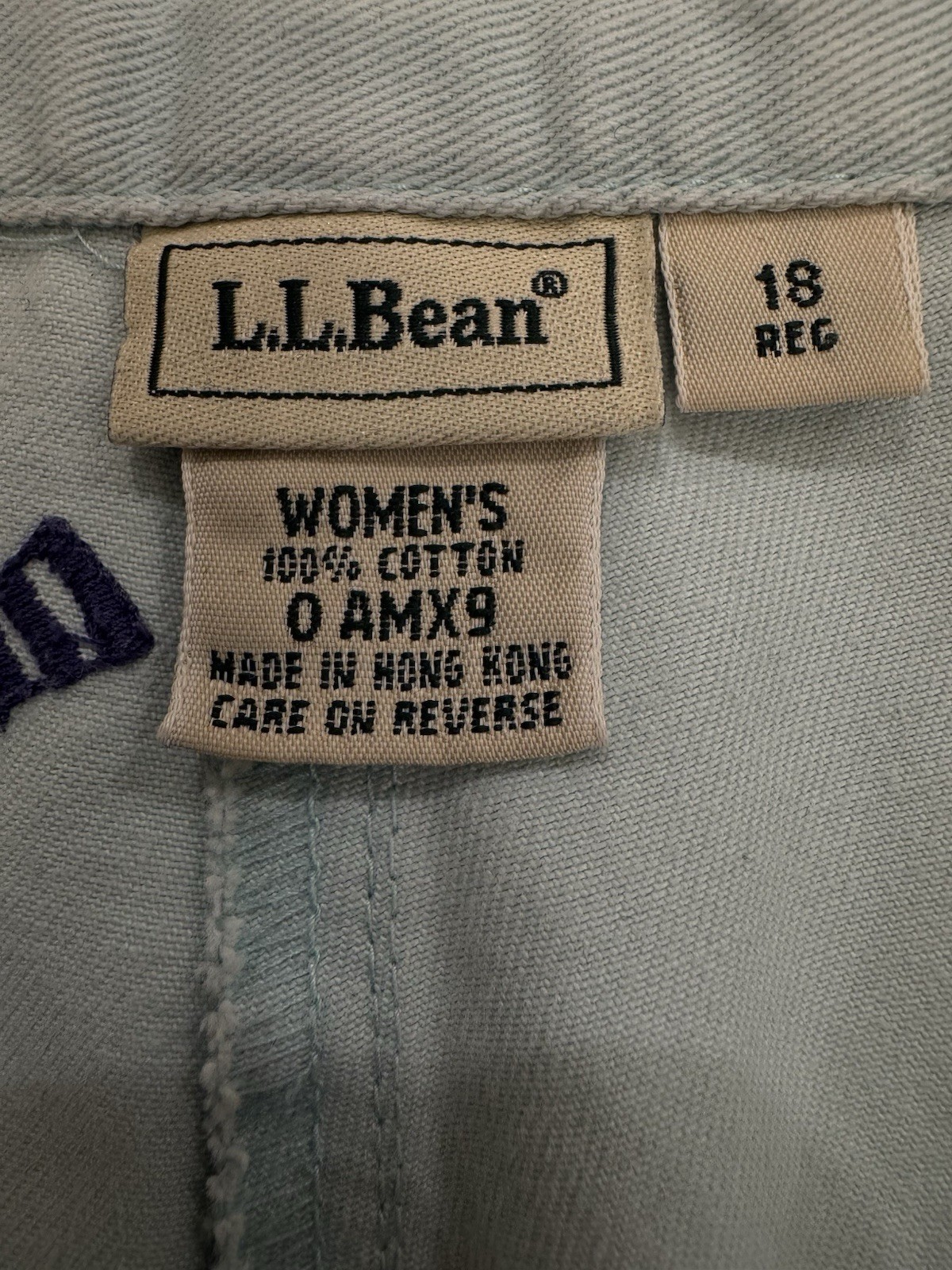 Vintage 90s LL Bean Critter Pants Womens 18, blue Lighthouse Embroidered
