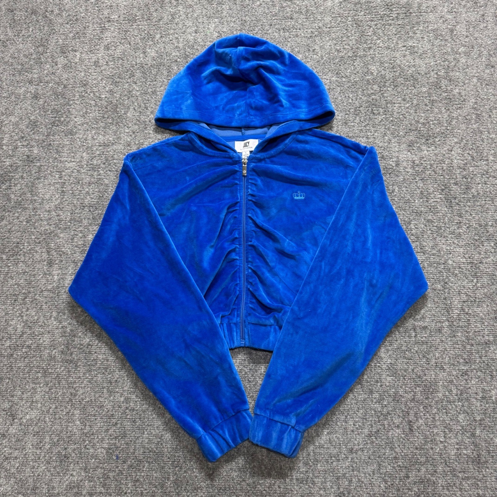 VTG Juicy Couture Velvet Full-zip Jacket Women’s S Blue Y2K Hoodie 90s