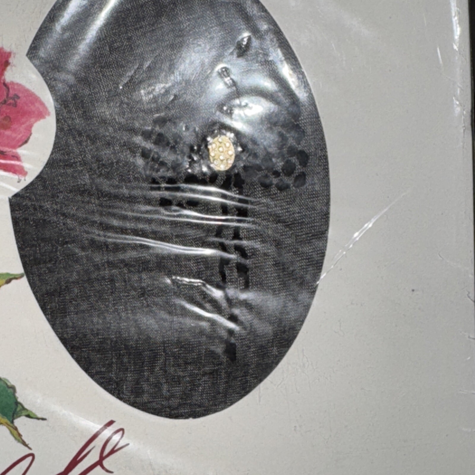 New Lord & Taylor Pantyhose Black Flock Bow & Rhinestone Small Sz A Pinup