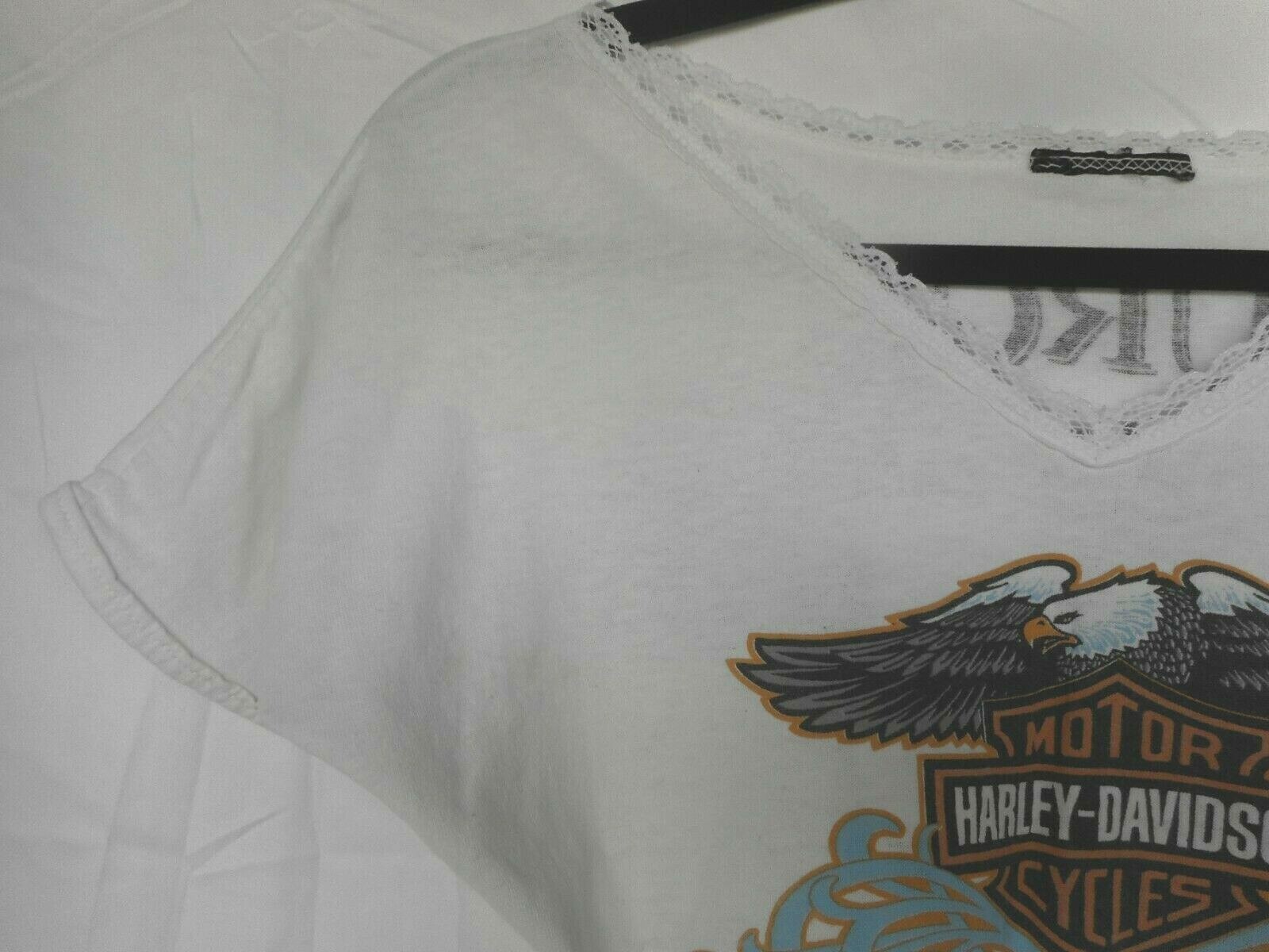 3D Emblem womens Crop Top Sturgis SD 1992 Skull Vintage Harley Davidson Sm 30-32