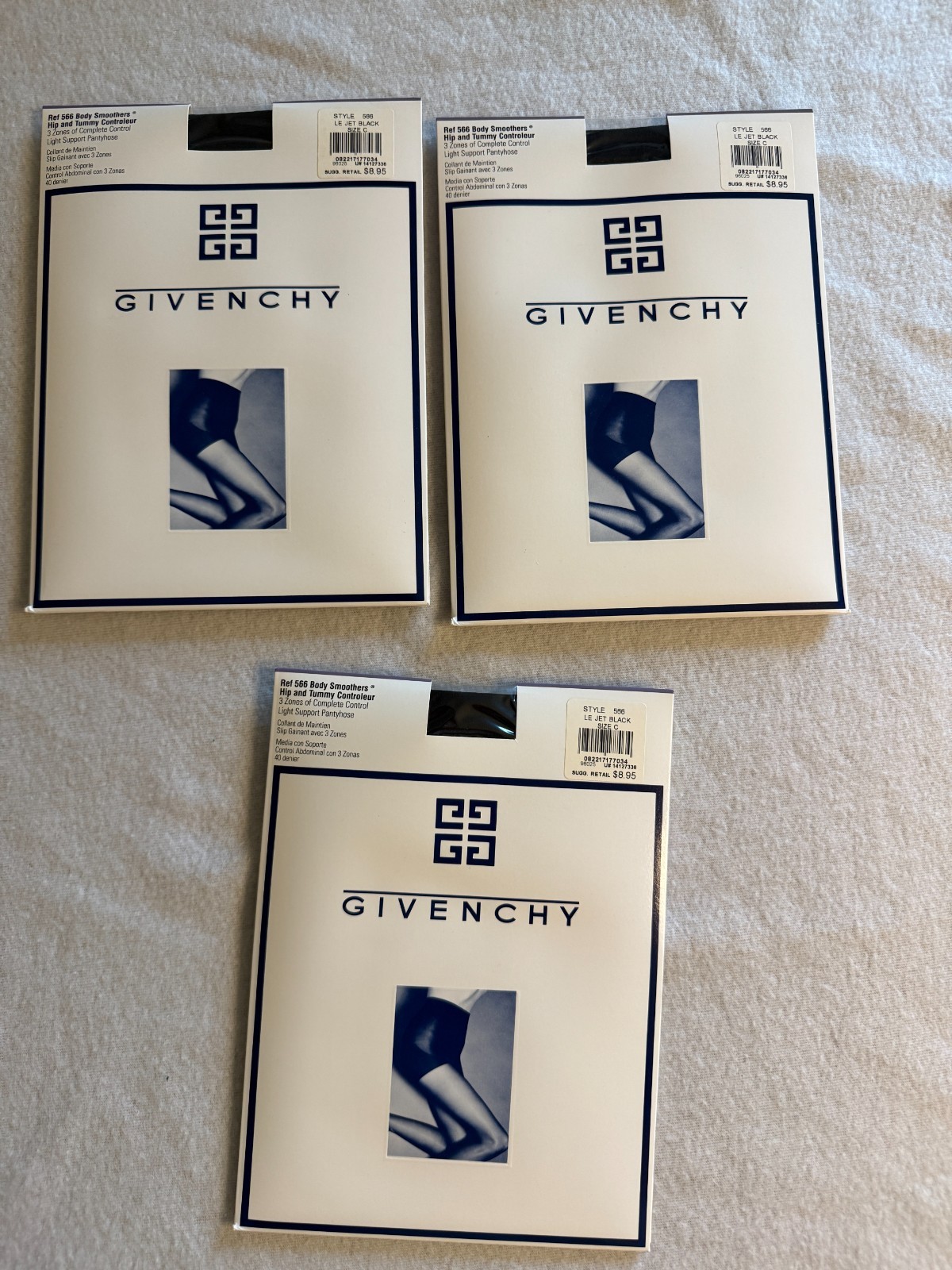 Vintage Givenchy Body Smoothers Pantyhose Lot of 3 Size C Jet Black Style 566 Ne