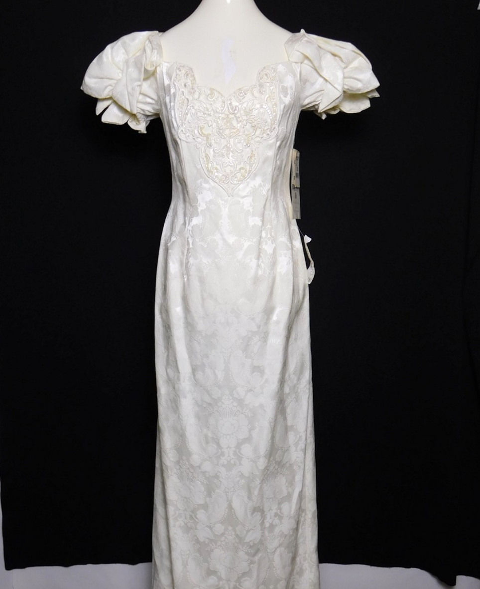 NWT 1980s Vintage JESSICA McClintock Ivory Beaded Baroque Wedding Dress Sz 10