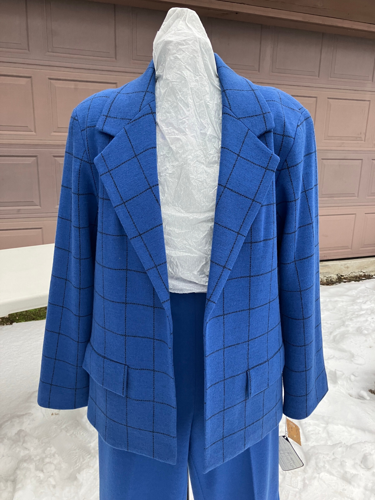 $310 orig NWT NOS sz 12 Bleyle suit pant jacket blue vintage virgin wool stretch