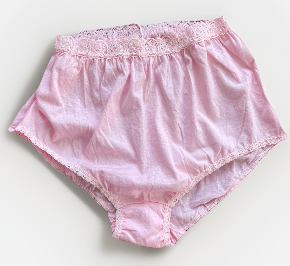 NOS NWT Vintage80s Messages Cotton Pink Size 10 Granny Sissy Panties Lace