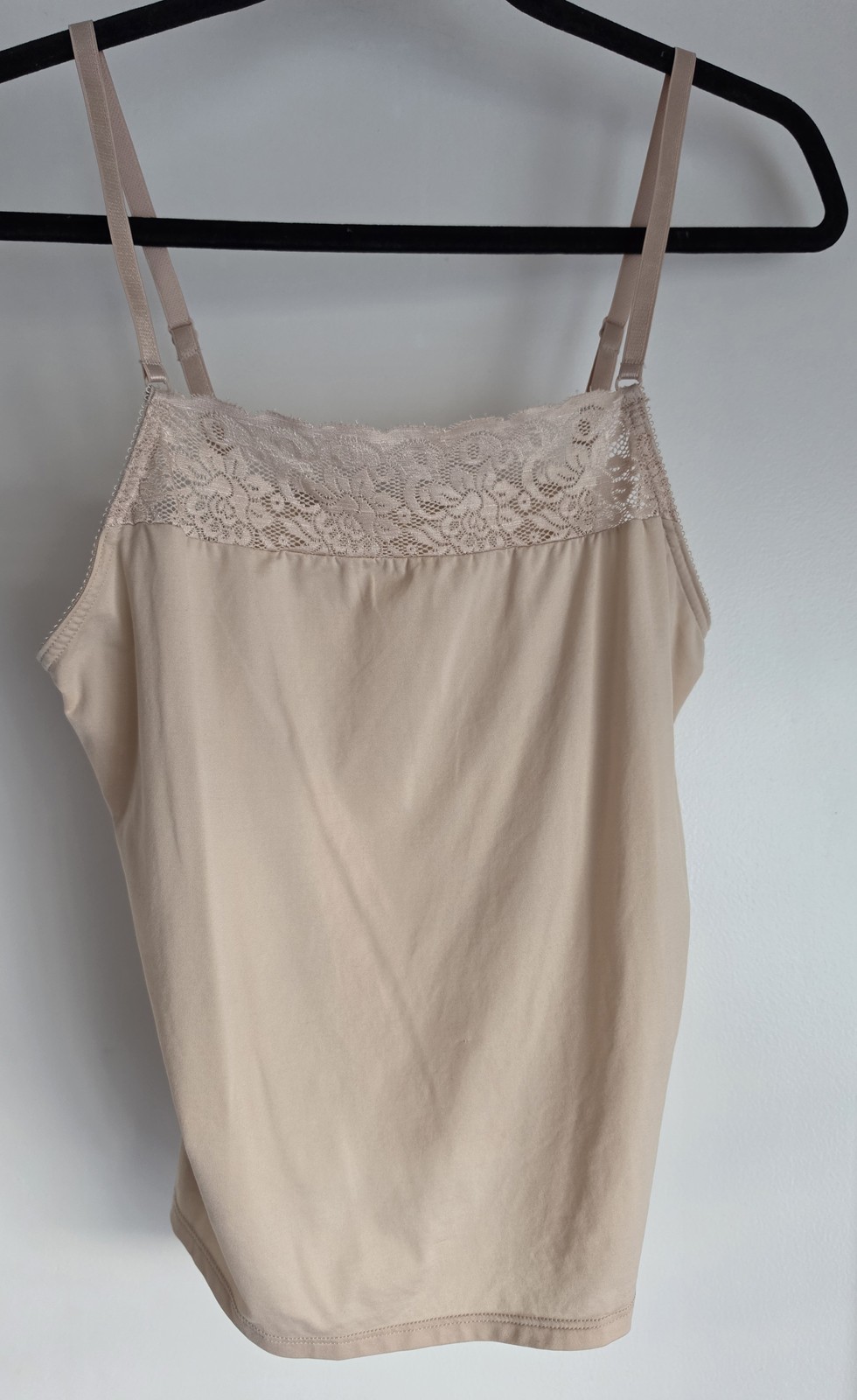 VTG Vanity Fair Camisole Size L Beige Sleeveless Solid Tank Top Slip Vest