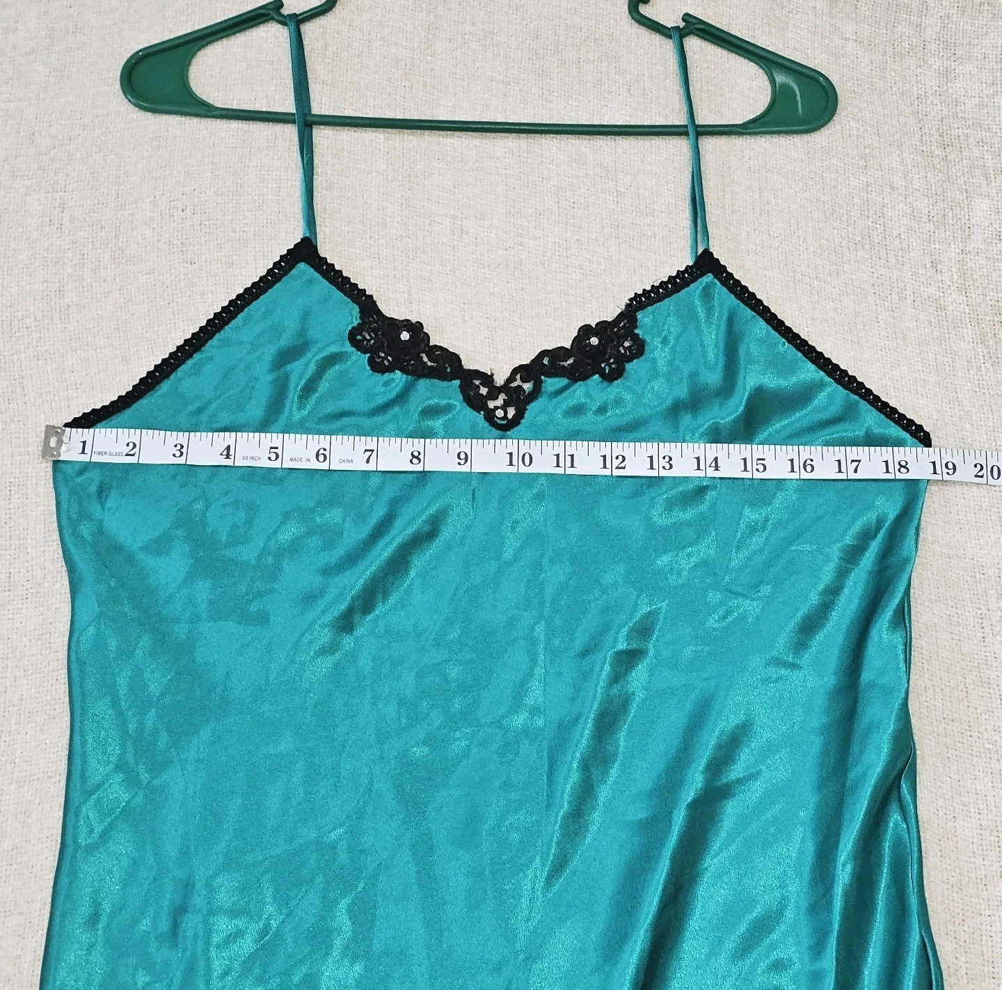 Vintage Inner Most Slip Dress Nightgown Embroidered Romantic Small Green Satin